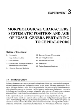 Morphological Characters, Systematic Position and Age of Fossil Genera Pertaining to Cephalopods