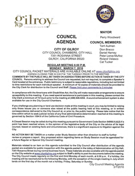 Council Agenda Item 