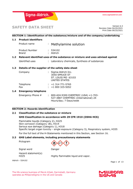 SAFETY DATA SHEET Revision Date 04/20/2021 Print Date 09/25/2021