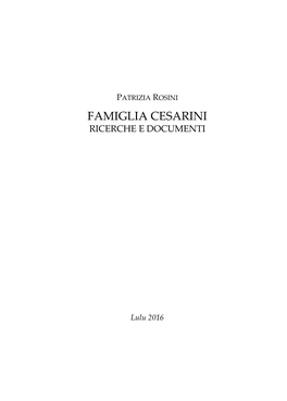 Casa Cesarini. Ricerche E Documenti