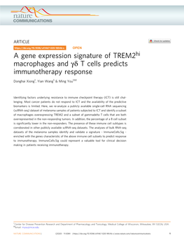 A Gene Expression Signature of Trem2hi Macrophages and Î³Î´ T