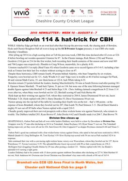 Goodwin 114 & Hat-Trick For