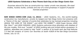 Events LEGO: LEGO Announces SDCC 2012 Plans