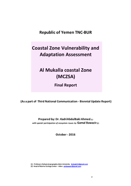 Coastal Zone Vulnerability and Adaptation Assessment Al Mukalla