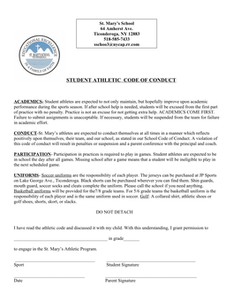 Student Athletic Code of Conduct