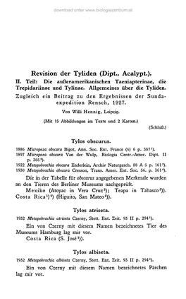 Dipt», Acalypt»)* IL Teil: Die Außeramerikanischen Taeniapterinae, Die Trepidariinae Und Tylinae