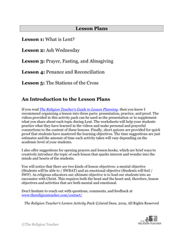 Lenten Activity Pack Lesson Plans.Pdf