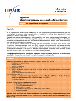 Black Liquor Recovery (Concentration for Combustion)