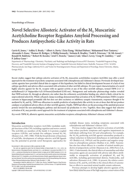 Novel Selective Allosteric Activator of the M1 Muscarinic Acetylcholine Receptor Regulates Amyloid Processing and Produces Antipsychotic-Like Activity in Rats