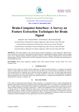 Brain-Computer-Interface: a Survey on Feature Extraction Techniques for Brain Signal