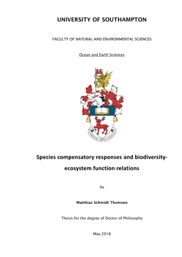 Species Compensatory Responses and Biodiversity- Ecosystem Function Relations