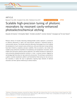 Scalable High-Precision Tuning of Photonic Resonators by Resonant Cavity-Enhanced Photoelectrochemical Etching