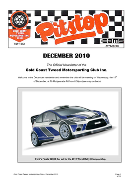 December 2010 Page 1 of 12 GOLD COAST TWEED MOTORSPORT CLUB (INC.) 2010 COMMITTEE