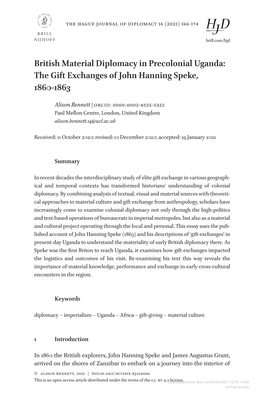 The Gift Exchanges of John Hanning Speke, 1860-1863