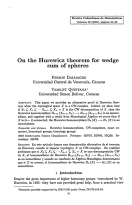 On the Hurewicz Theorem for Wedge Sum of Spheres