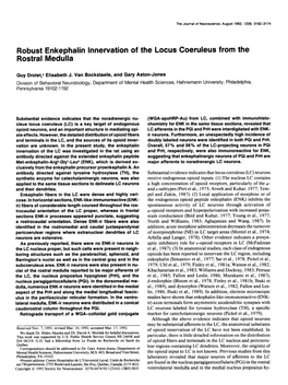 Robust Enkephalin Innervation of the Locus Coeruleus from the Rostra1 Medulla