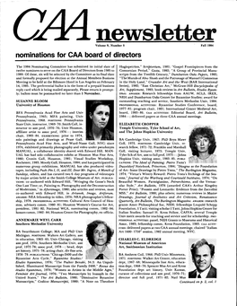 Fall 1984 CAA Newsletter