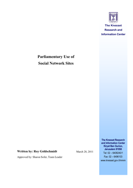 Parliamentary Use of Social Network Sites (Hereinafter: Social Networks)1