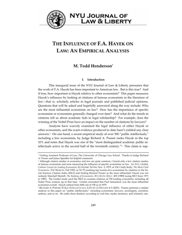 The Influence of Fa Hayek On