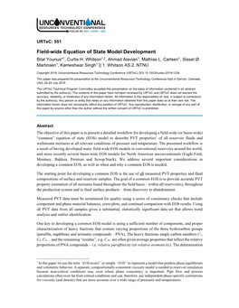 Urtec 551: Field-Wide Equation of State Model Development