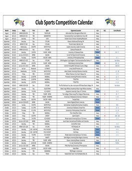 Club Sports Competition Calendar (2013-2014)