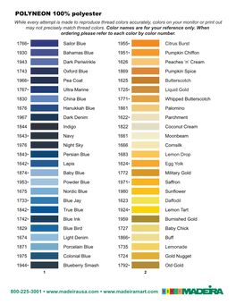 Thread Color Chart