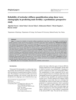 Reliability of Testicular Stiffness Quantification Using Shear Wave Elastography in Predicting Male Fertility: a Preliminary Prospective Study