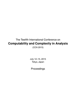 Computability and Complexity in Analysis (CCA 2015)