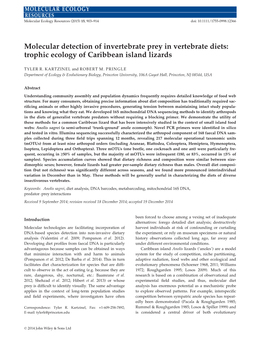 Molecular Detection of Invertebrate Prey in Vertebrate Diets: Trophic Ecology of Caribbean Island Lizards