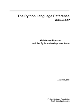 The Python Language Reference Release 3.9.7