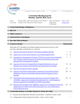 Commission Meeting Agenda Thursday, April 25, 2019, 2 P.M