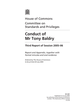 Conduct of Mr Tony Baldry