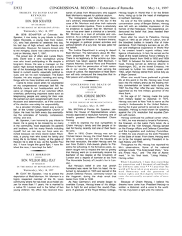 CONGRESSIONAL RECORD— Extensions of Remarks E932 HON. BOB SCHAFFER HON. WILLIAM (BILL) CLAY HON. CORRINE BROWN