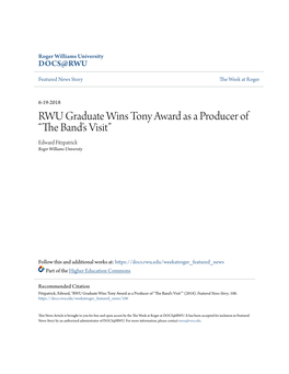 RWU Graduate Wins Tony Award As a Producer of “The Band's Visit”