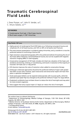 Traumatic Cerebrospinal Fluid Leaks