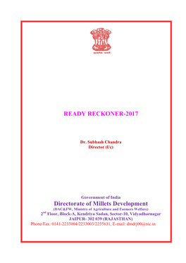 READY RECKONER-2017 Directorate of Millets Development