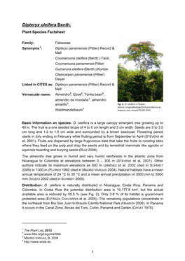 Dipteryx Oleifera Benth, Plant Species Factsheet