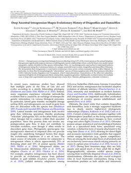 Deep Ancestral Introgression Shapes Evolutionary History of Dragonﬂies and Damselﬂies