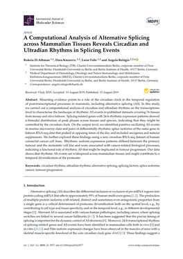 A Computational Analysis of Alternative Splicing Across Mammalian Tissues Reveals Circadian and Ultradian Rhythms in Splicing Events