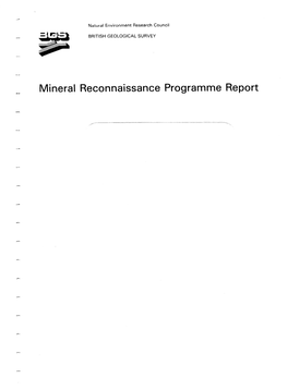 Mineral Reconnaissance Programme Report