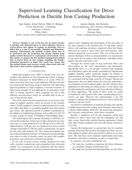 Supervised Learning Classification for Dross Prediction in Ductile Iron