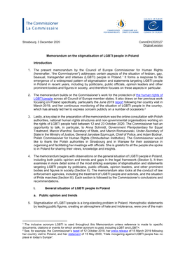 Memorandum on the Stigmatisation of LGBTI People in Poland