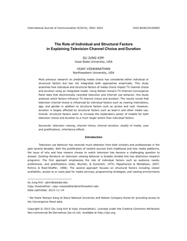 The Role of Individual and Structural Factors in Explaining Television Channel Choice and Duration