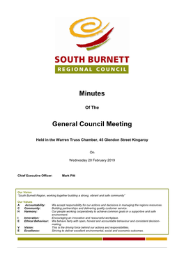 South Burnett Regional Council General Meeting – Minutes - 20 February 2019