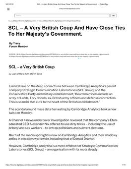 SCL – a Very British Coup and Have Close Ties to Her Majesty's