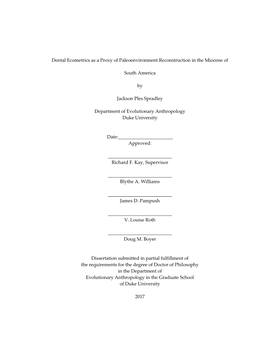 Dental Ecometrics As a Proxy of Paleoenvironment Reconstruction in the Miocene Of