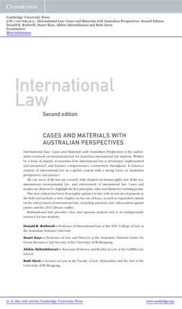 International Law: Cases and Materials with Australian Perspectives: Second Edition Donald R