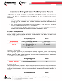 Accelerated Hydrogen Peroxide® (AHP®) Versus Phenols