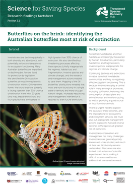 Science for Saving Species Research Findings Factsheet Project 2.1