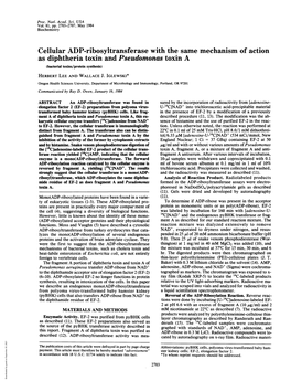 Cellular ADP-Ribosyltransferase with the Same Mechanism of Action As